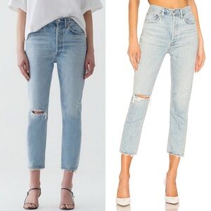 Agolde Riley High Rise Straight Crop Jeans in Shatter Size 25